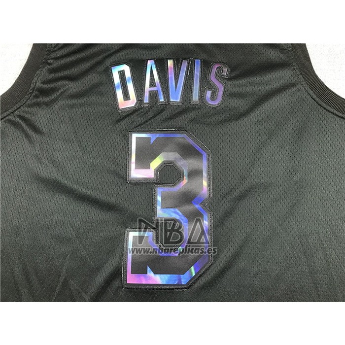 Camiseta Los Angeles Lakers Anthony Davis NO 3 Iridescent Logo Negro